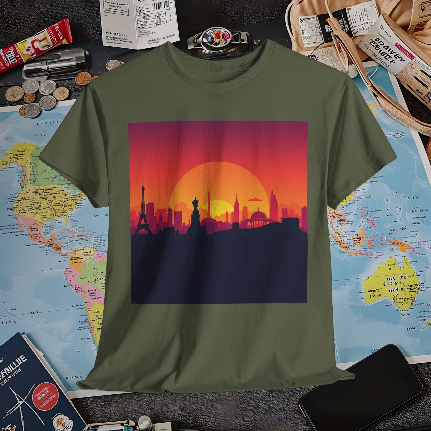 Silhouetted Monuments Air Travel T-Shirts | Jetsetter, Airport, and International Flight Tees