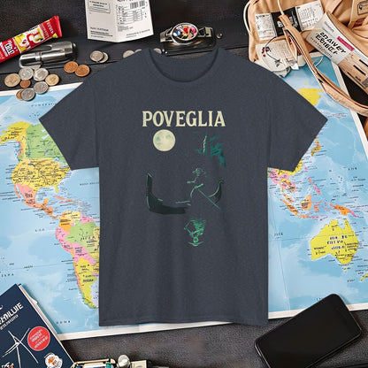 Phosphorescent Gondolier on Haunted Poveglia Tee – Ghostly Venice Dark Tourism Shirt | Layover Club Air Travel T-Shirts | Jetsetter, Airport, and International Flight Tees