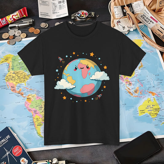 Kawaii Globe Air Travel T-Shirts | Jetsetter, Airport, and International Flight Tees