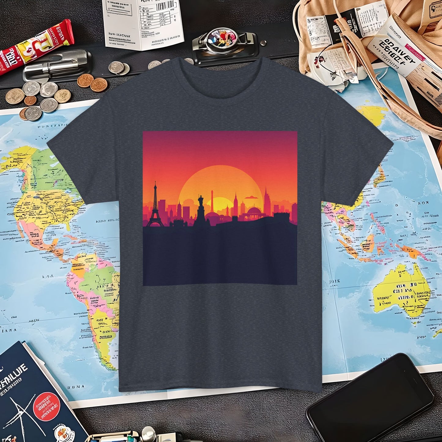 Silhouetted Monuments Air Travel T-Shirts | Jetsetter, Airport, and International Flight Tees