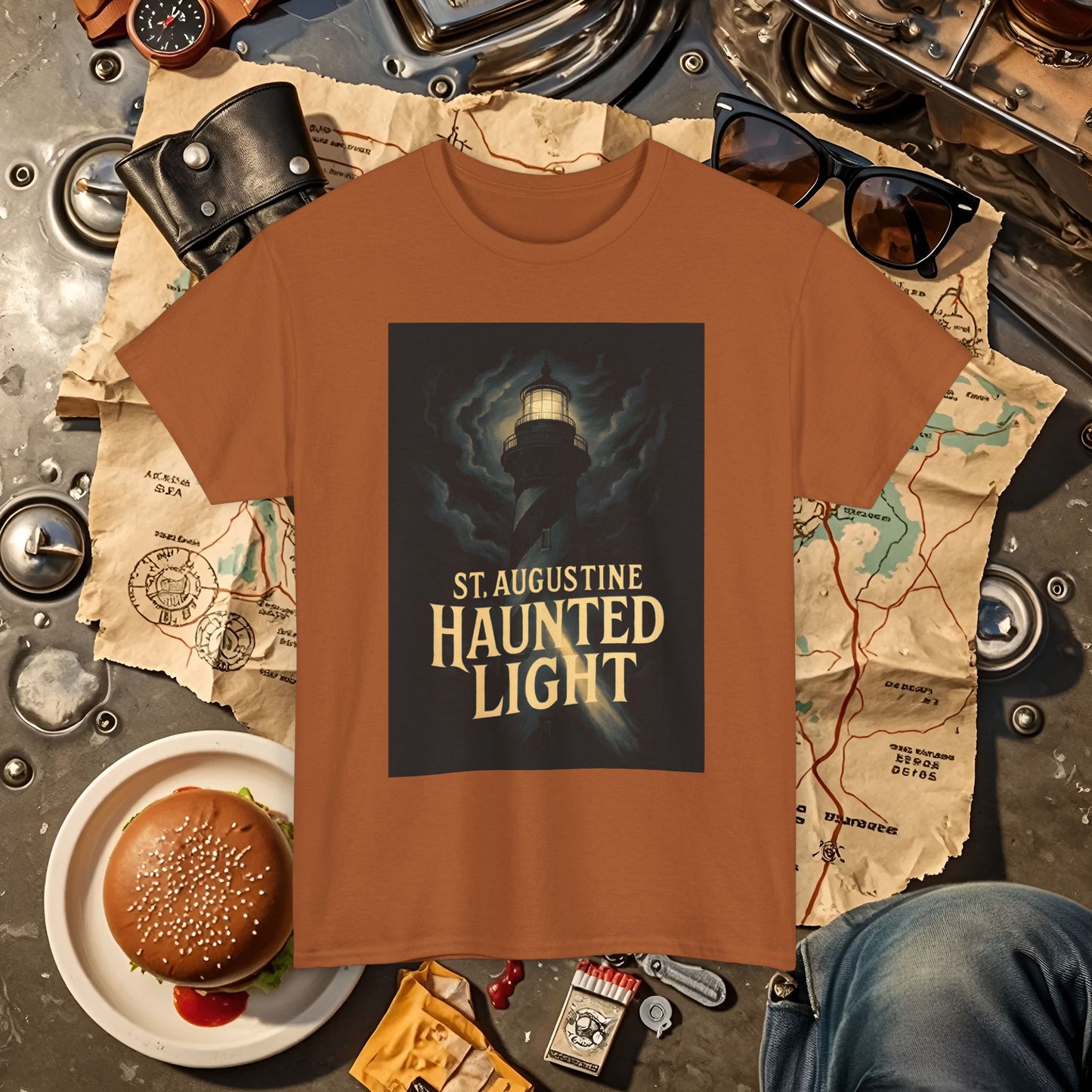 St. Augustine Haunted Lighthouse Florida Shirt – Stormy Night Dark Tourism Tee | Car, RV, and Motorcycle Adventure Tees
