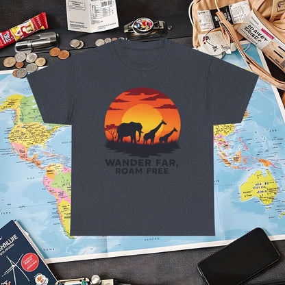 Copy of Wander Dream Big T-Shirt – Tropical Sunset with Palm Silhouettes Design Air Travel T-Shirts | Jetsetter, Airport, and International Flight Tees