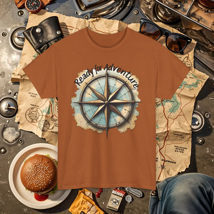 Ready for Adventure Compass Road Trip & Vehicle Travel T-Shirts | Car, RV, and Motorcycle Adventure Tees