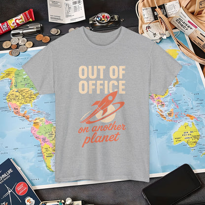 Out of Office, On Another Planet – Retro Rocket Escape Tee Air Travel T-Shirts | Jetsetter, Airport, and International Flight Tees