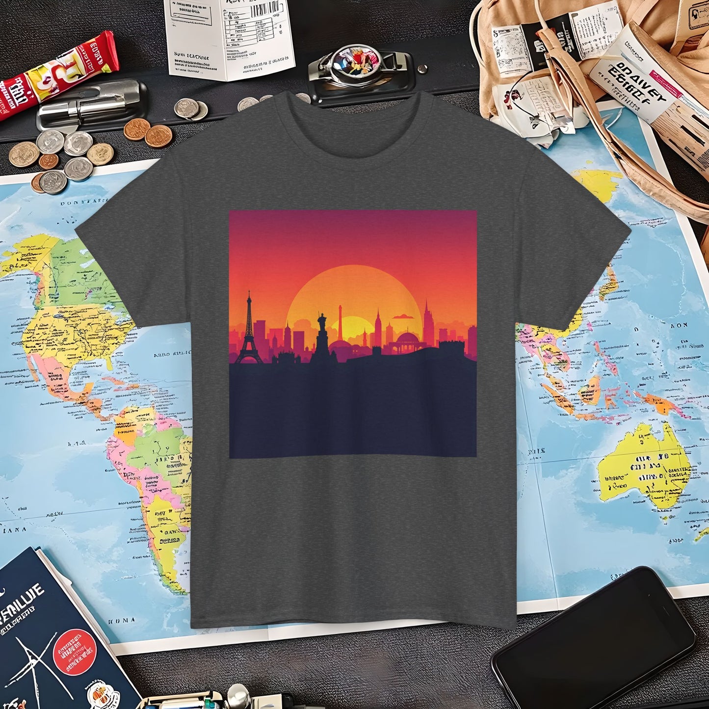 Silhouetted Monuments Air Travel T-Shirts | Jetsetter, Airport, and International Flight Tees