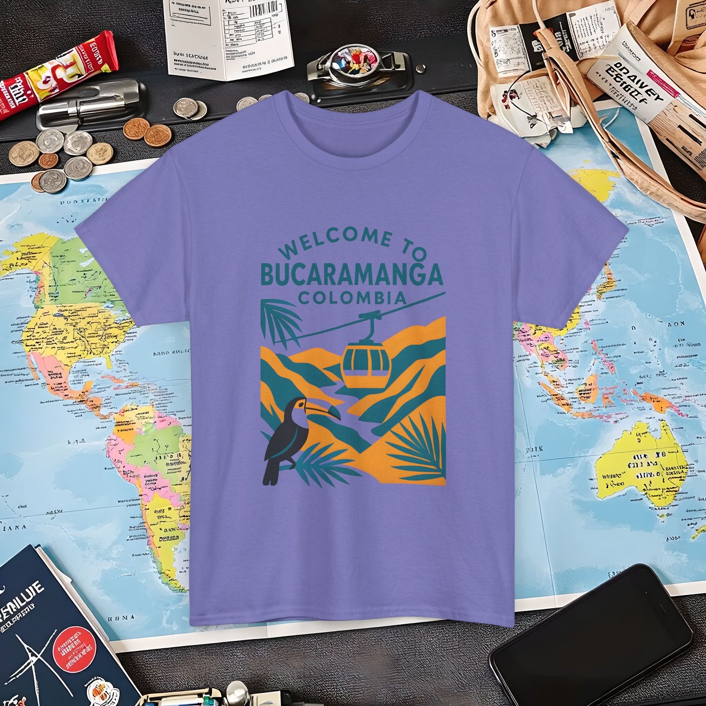 Bucaramanga Cable Car over Chicamocha Canyon Tee – Colombia Adventure Shirt | Layover Club Air Travel T-Shirts | Jetsetter, Airport, and International Flight Tees