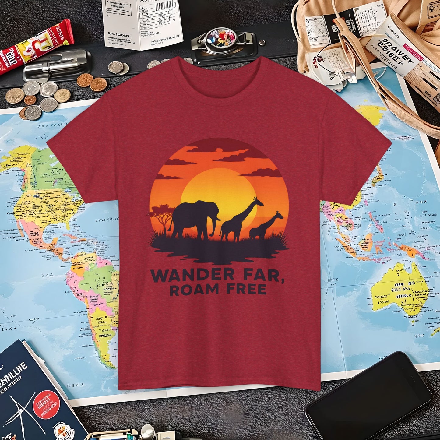 Copy of Wander Dream Big T-Shirt – Tropical Sunset with Palm Silhouettes Design Air Travel T-Shirts | Jetsetter, Airport, and International Flight Tees
