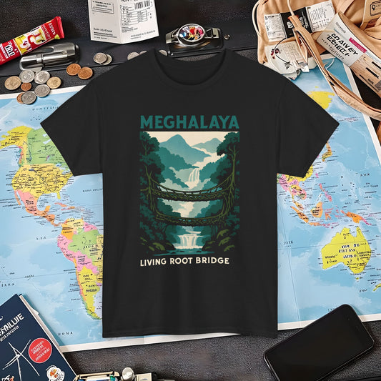 Living Root Bridges of Meghalaya – Hidden India Nature Adventure Tee Air Travel T-Shirts | Jetsetter, Airport, and International Flight Tees