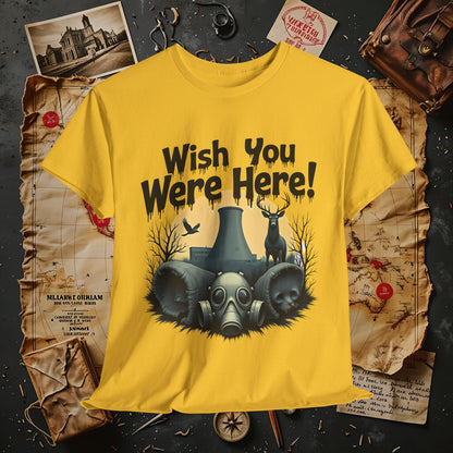 Spooky Vibes Tee - "Wish You Were Here!" Halloween T-Shirt, Unisex Tee, Ghost Graphic Tee, Halloween Gift, Casual Wear