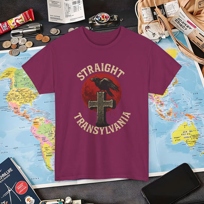 Blood Moon Raven Gothic Cross Tee – Dark Transylvania Travel Shirt | Layover Club Air Travel T-Shirts | Jetsetter, Airport, and International Flight Tees