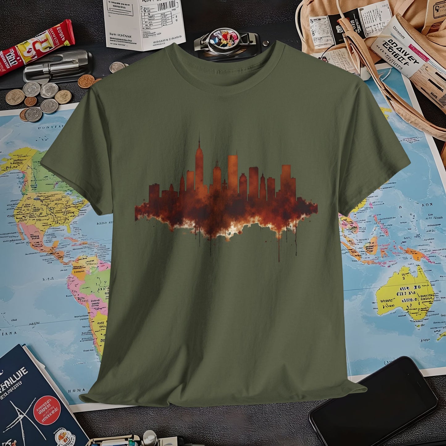 Rusty Skyline Air Travel T-Shirts | Jetsetter, Airport, and International Flight Tees