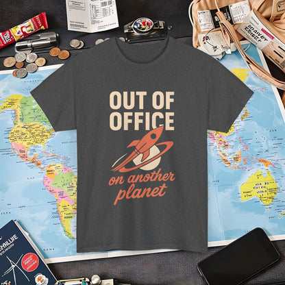 Out of Office, On Another Planet – Retro Rocket Escape Tee Air Travel T-Shirts | Jetsetter, Airport, and International Flight Tees