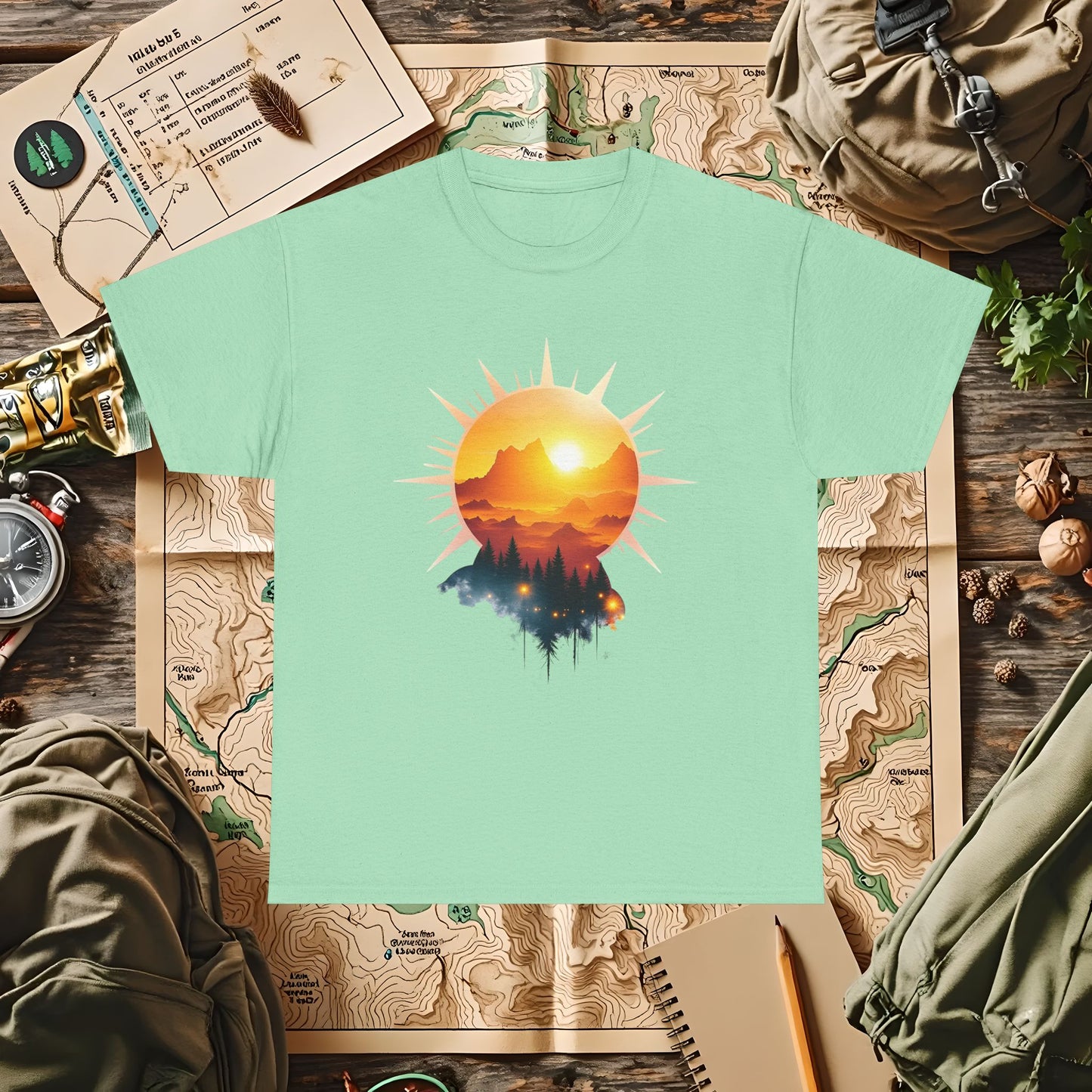 Golden Horizon Outdoor Adventure T-Shirts | Camping, Hiking, Rafting & Kayaking Tees for Nature Lovers