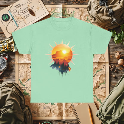 Golden Horizon Outdoor Adventure T-Shirts | Camping, Hiking, Rafting & Kayaking Tees for Nature Lovers