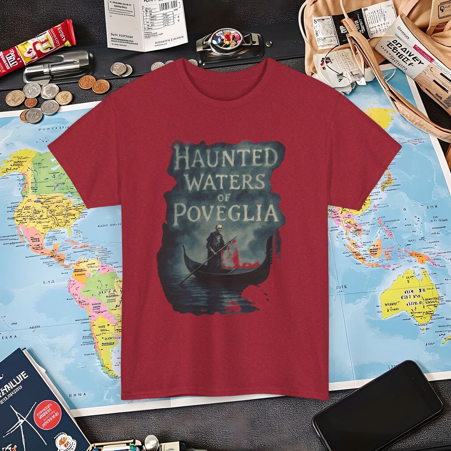 Haunted Venice Ghostly Gondolier Shirt – Spooky Dark Tourism Graphic Tee | Layover Club Air Travel T-Shirts | Jetsetter, Airport, and International Flight Tees