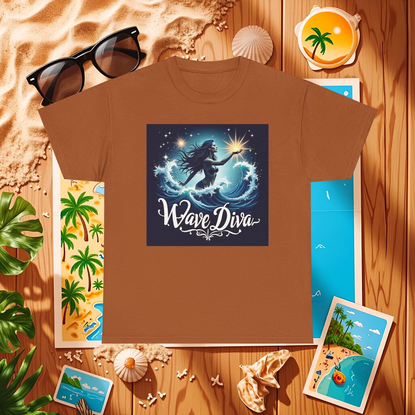 Celestial Waves Beach Travel T-Shirts | Tropical Vacation & Coastal Lifestyle Tees