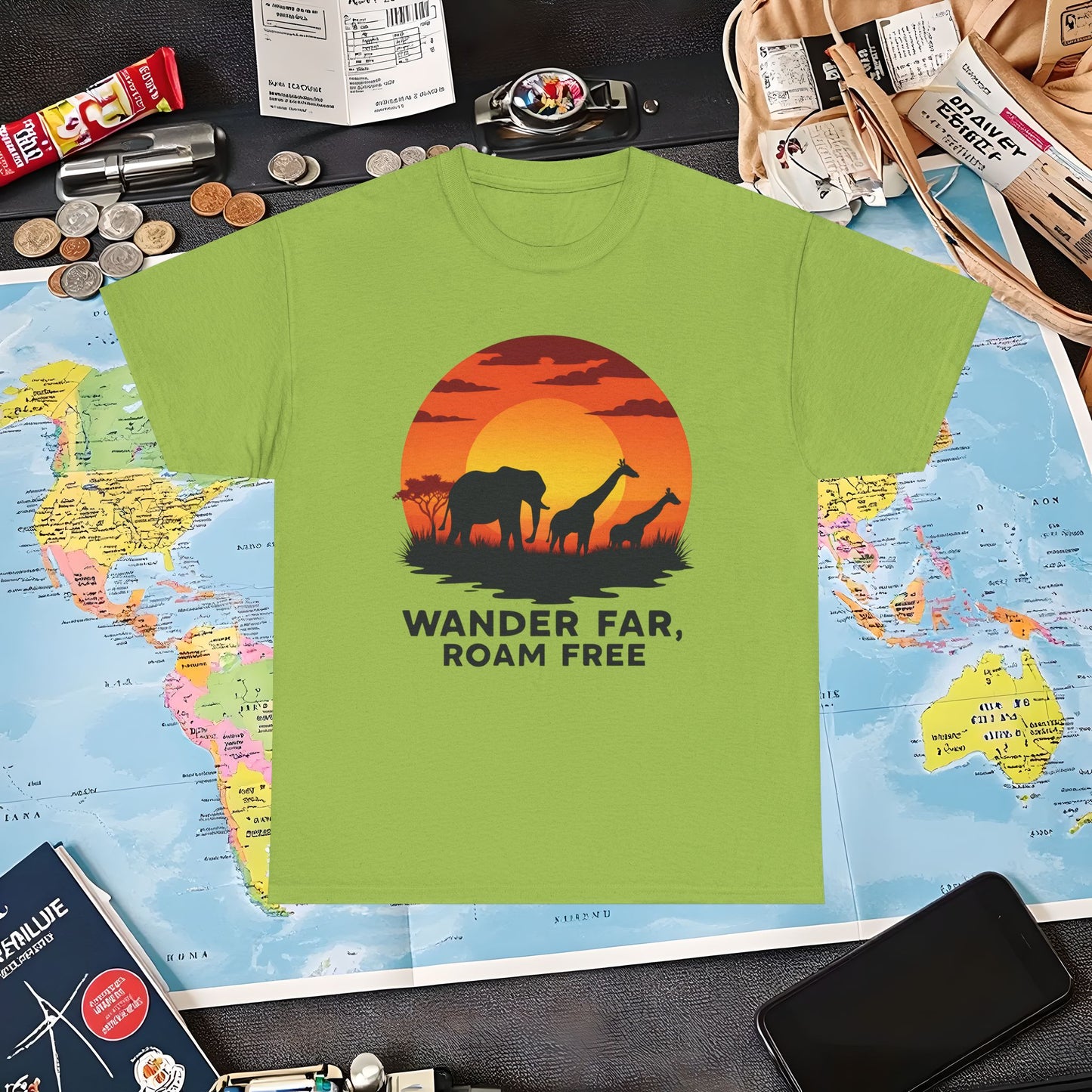 Copy of Wander Dream Big T-Shirt – Tropical Sunset with Palm Silhouettes Design Air Travel T-Shirts | Jetsetter, Airport, and International Flight Tees