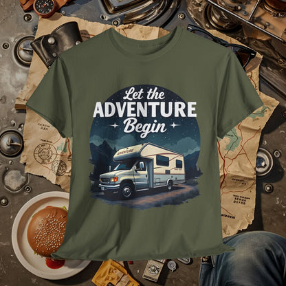 Adventure Awaits Road Trip & Vehicle Travel T-Shirts | Car, RV, and Motorcycle Adventure Tees