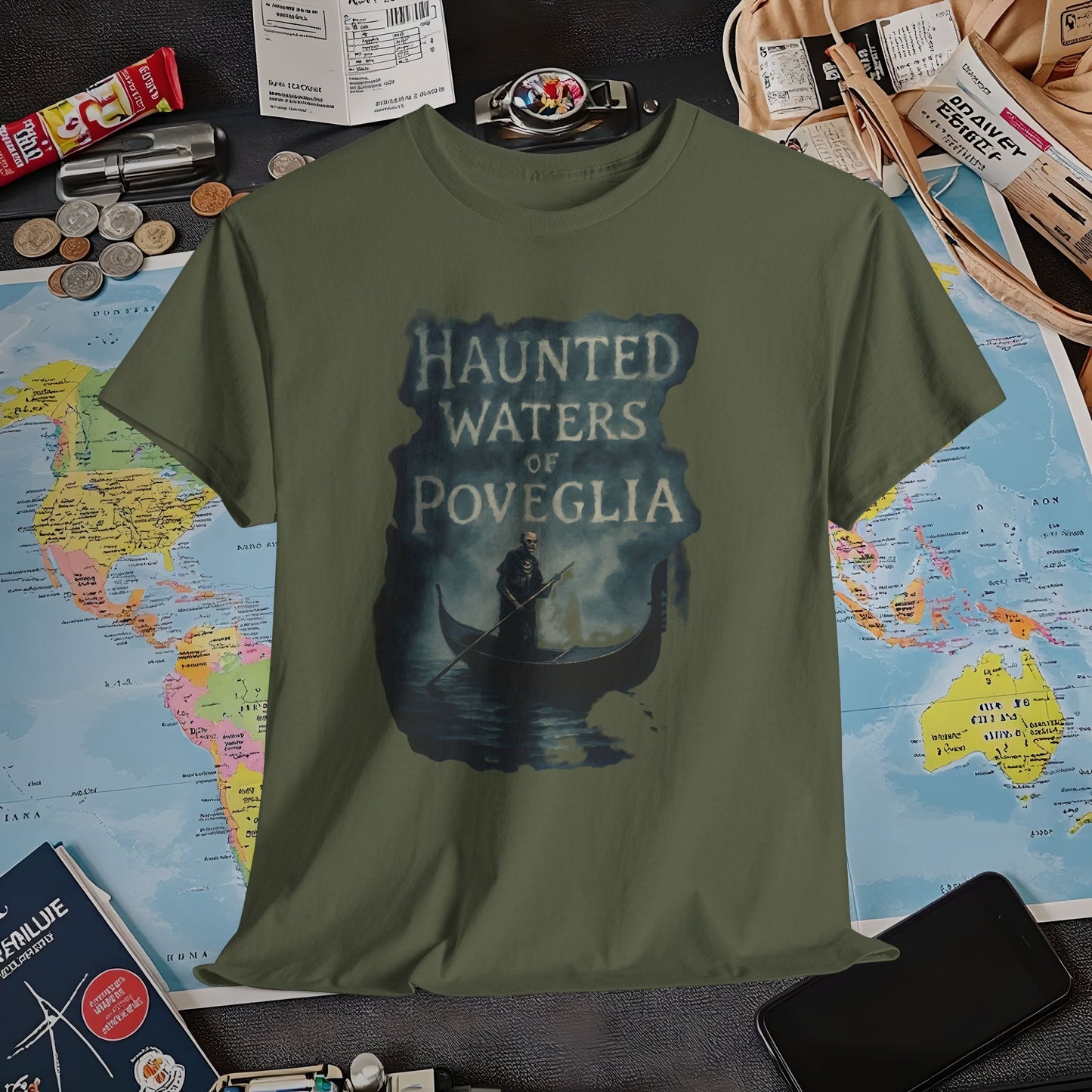 Haunted Venice Ghostly Gondolier Shirt – Spooky Dark Tourism Graphic Tee | Layover Club Air Travel T-Shirts | Jetsetter, Airport, and International Flight Tees
