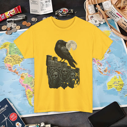 Gothic Crow on Edinburgh’s Haunted Battlements Tee – Dark Tourism Scotland Shirt | Layover Club Air Travel T-Shirts | Jetsetter, Airport, and International Flight Tees