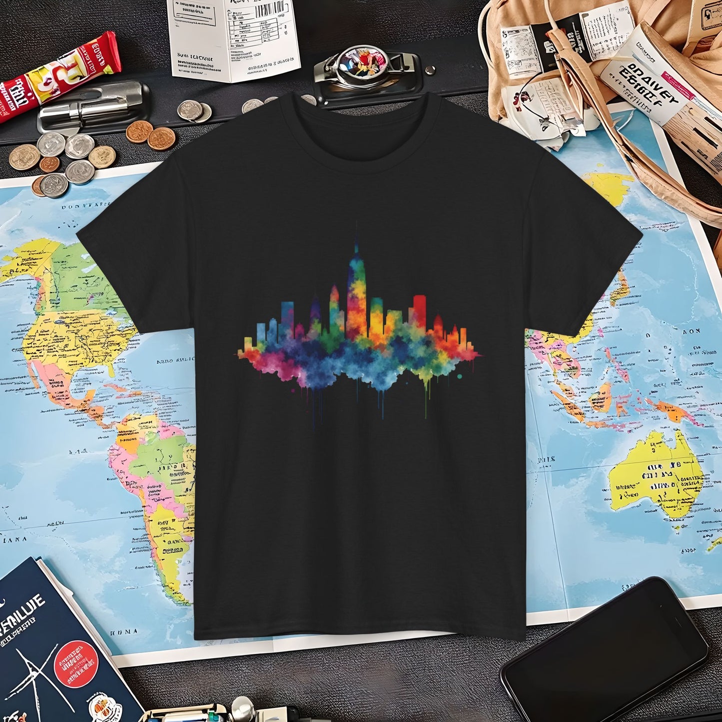 Vibrant Skyline T-Shirts | Jetsetter, Airport, and International Flight Tees
