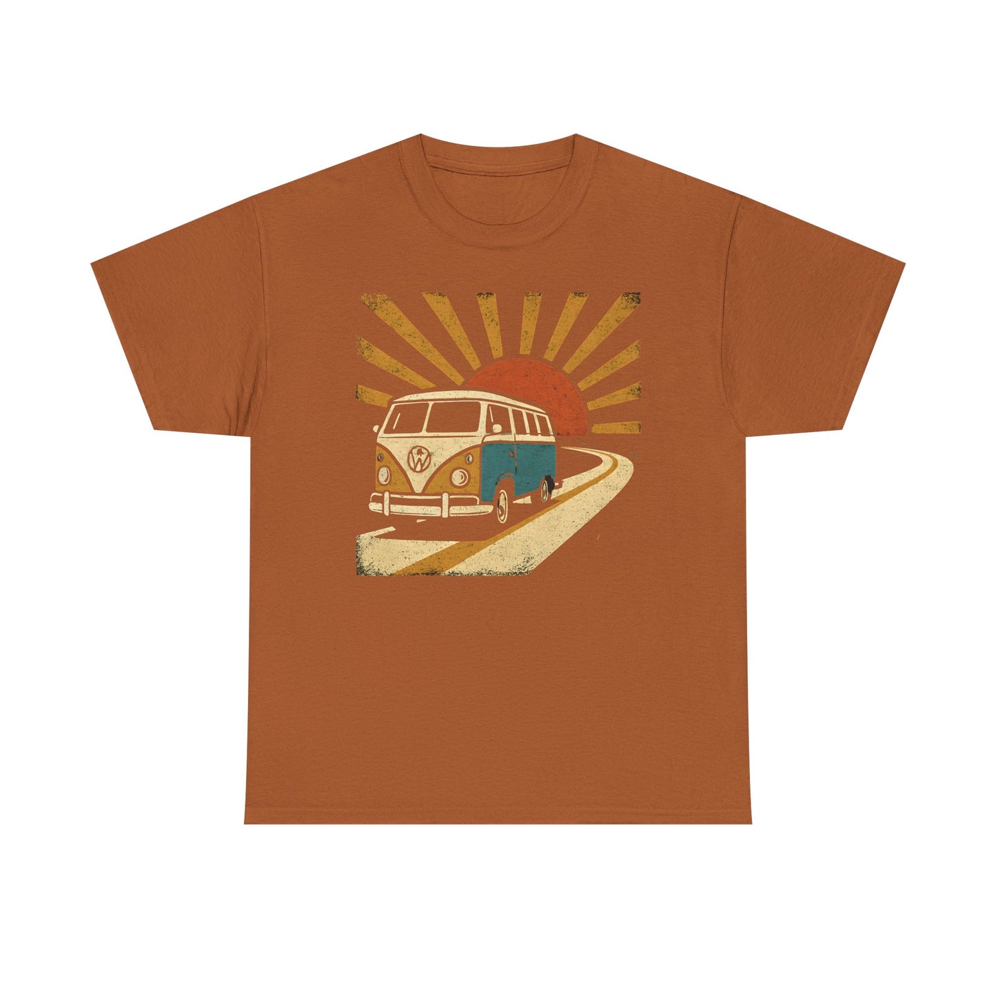 Sunset Road Trip T-Shirt – Vintage VW Van Adventure Design