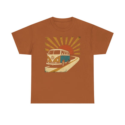 Sunset Road Trip T-Shirt – Vintage VW Van Adventure Design