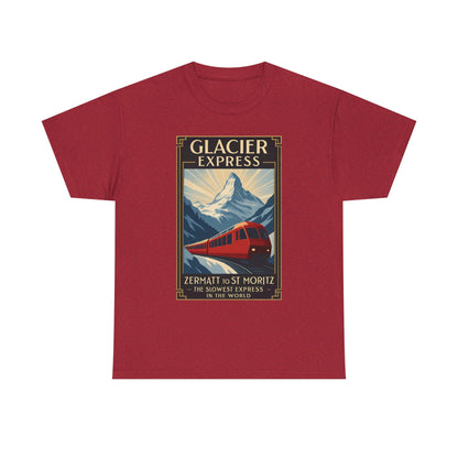 Glacier Express – Art Deco Alpine Train Adventure Tee Road Trip & Vehicle Travel T-Shirts | Car, RV, and Motorcycle Adventure Tees