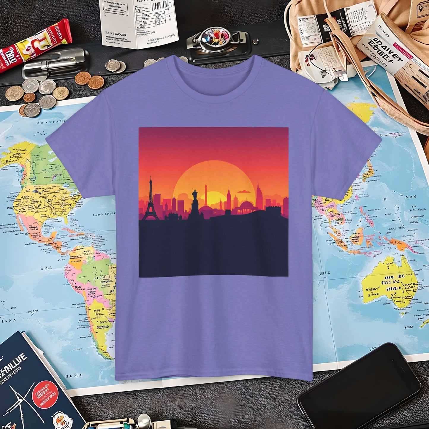 Silhouetted Monuments Air Travel T-Shirts | Jetsetter, Airport, and International Flight Tees