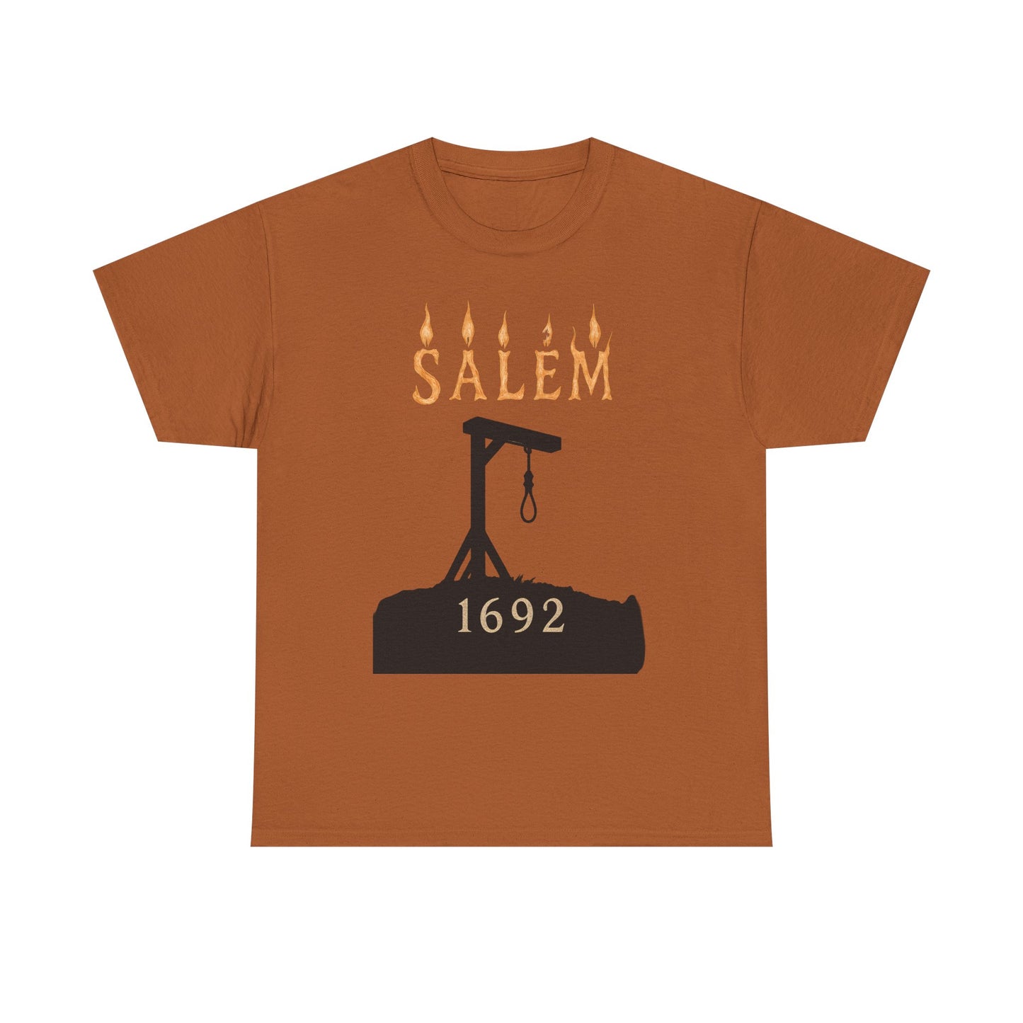 Salem 1692 Gothic Noose & Candle Flame Typography Tee – Witch Trials Dark History Shirt | Car, RV, and Motorcycle Adventure Tees