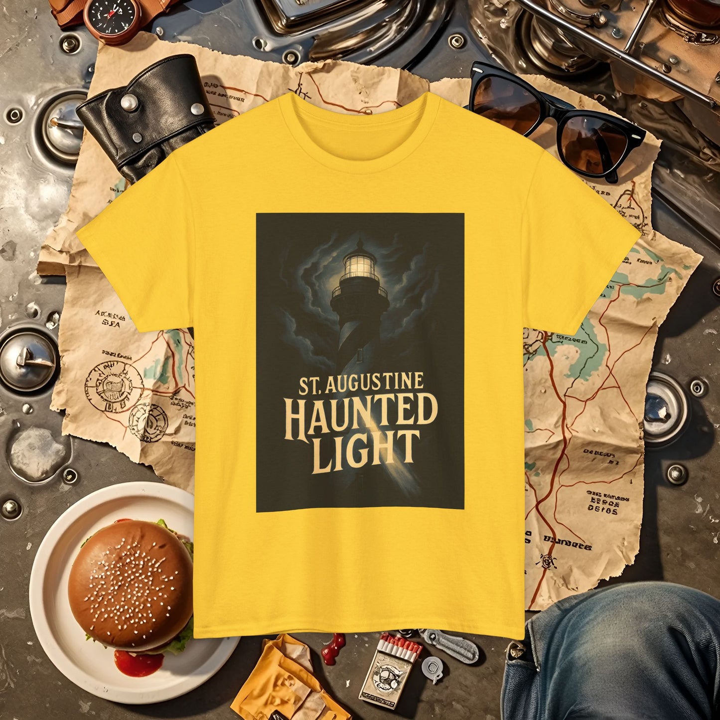 St. Augustine Haunted Lighthouse Florida Shirt – Stormy Night Dark Tourism Tee | Car, RV, and Motorcycle Adventure Tees