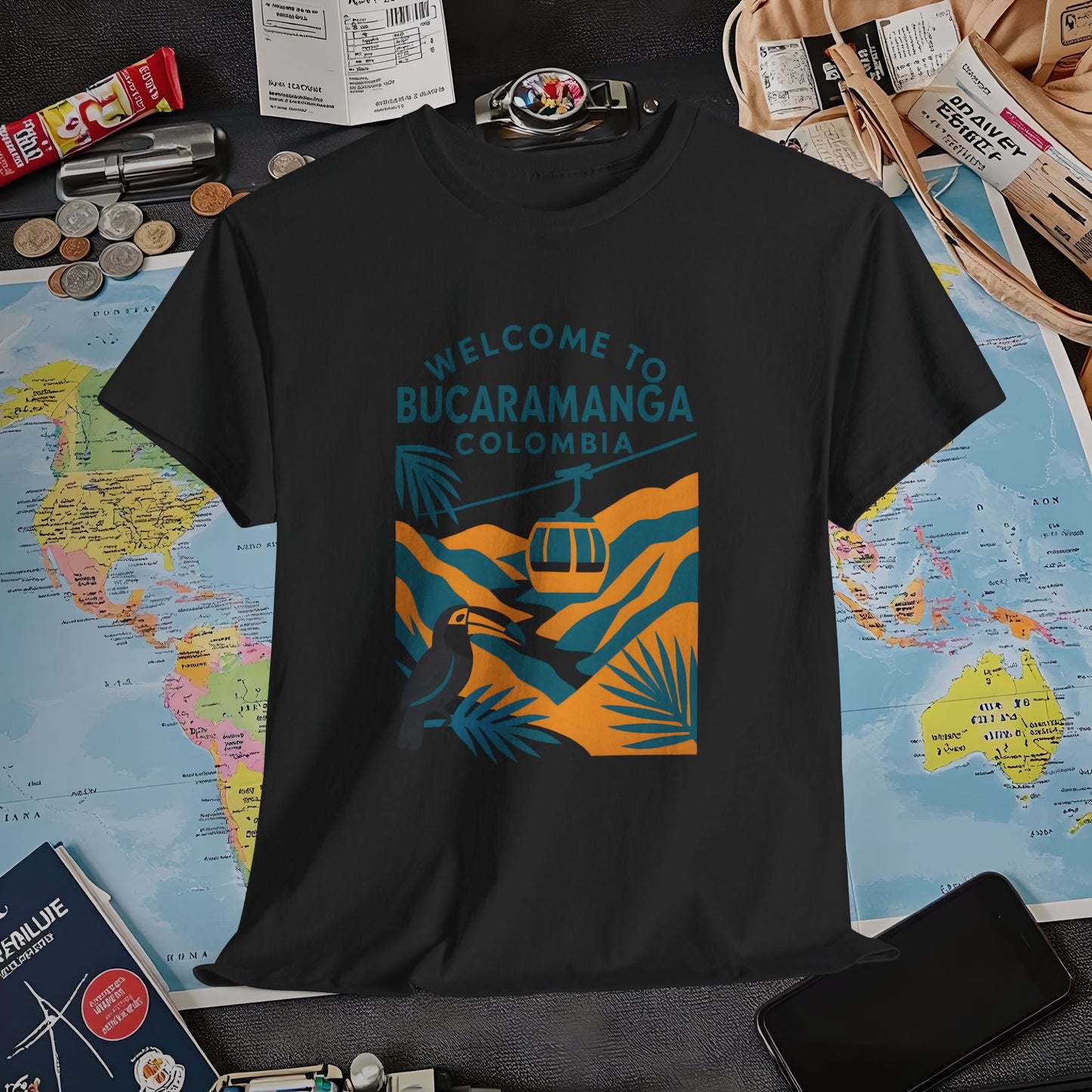 Bucaramanga Cable Car over Chicamocha Canyon Tee – Colombia Adventure Shirt | Layover Club Air Travel T-Shirts | Jetsetter, Airport, and International Flight Tees