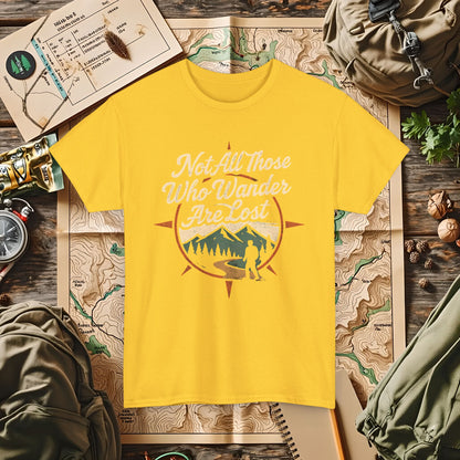 Not All Who Wander Are Lost – Vintage Compass Mountain Tee | Camping, Hiking, Rafting & Kayaking Tees for Nature Lovers