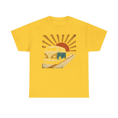 Sunset Road Trip T-Shirt – Vintage VW Van Adventure Design