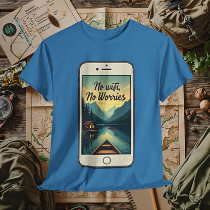 Nature-Inspired Unisex Tee, No Wifi No Worries T-Shirt, Outdoor Adventure Shirt, Relaxation Tee, Hiking Gift, Casual Wear