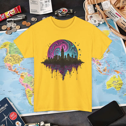 Psychedelic Skyline Air Travel T-Shirts | Jetsetter, Airport, and International Flight Tees