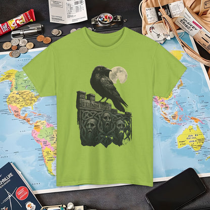 Gothic Crow on Edinburgh’s Haunted Battlements Tee – Dark Tourism Scotland Shirt | Layover Club Air Travel T-Shirts | Jetsetter, Airport, and International Flight Tees