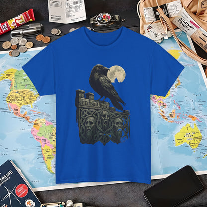 Gothic Crow on Edinburgh’s Haunted Battlements Tee – Dark Tourism Scotland Shirt | Layover Club Air Travel T-Shirts | Jetsetter, Airport, and International Flight Tees
