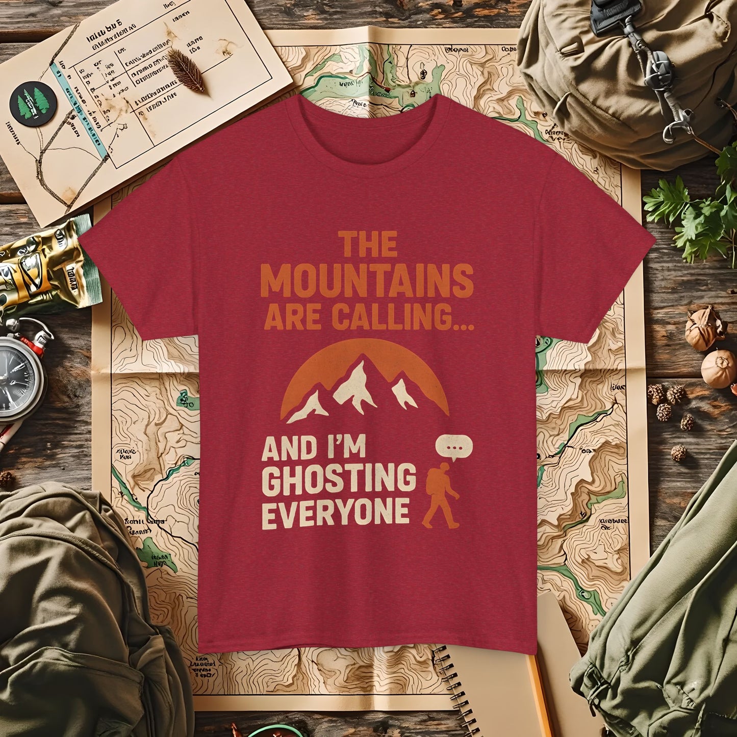 The Mountains Are Calling and I'm Ghosting Everyone – Ghosting for the Mountains Tee | Camping, Hiking, Rafting & Kayaking Tees for Nature Lovers