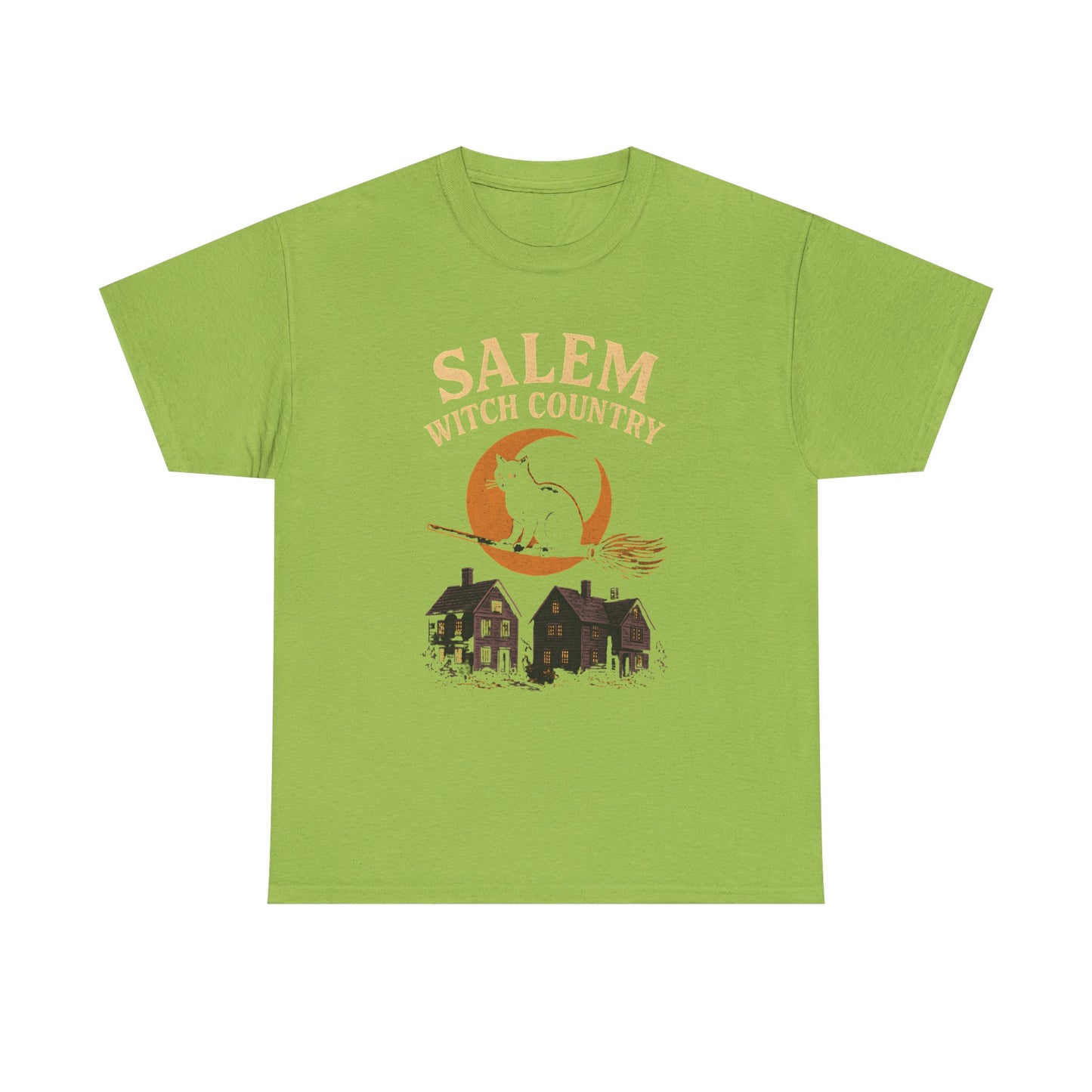 Salem Witch Country Black Cat & Moon Graphic Tee – Gothic Massachusetts Travel Shirt | Car, RV, and Motorcycle Adventure Tees