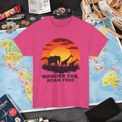 Copy of Wander Dream Big T-Shirt – Tropical Sunset with Palm Silhouettes Design Air Travel T-Shirts | Jetsetter, Airport, and International Flight Tees
