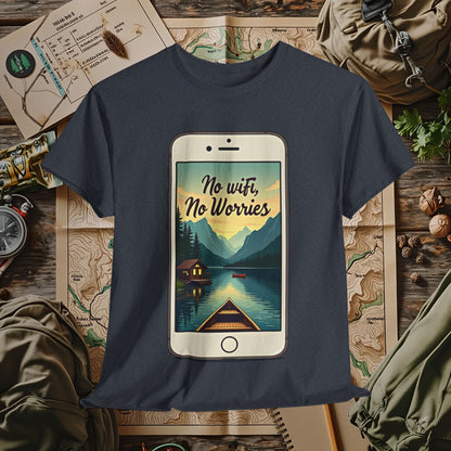 Nature-Inspired Unisex Tee, No Wifi No Worries T-Shirt, Outdoor Adventure Shirt, Relaxation Tee, Hiking Gift, Casual Wear