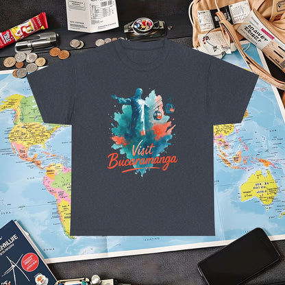 Cerro del Santísimo & Cable Car – Vibrant Watercolor Colombia Travel Tee | Layover Club Air Travel T-Shirts | Jetsetter, Airport, and International Flight Tees