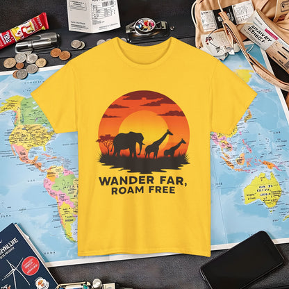 Copy of Wander Dream Big T-Shirt – Tropical Sunset with Palm Silhouettes Design Air Travel T-Shirts | Jetsetter, Airport, and International Flight Tees