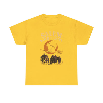 Salem Witch Country Black Cat & Moon Graphic Tee – Gothic Massachusetts Travel Shirt | Car, RV, and Motorcycle Adventure Tees