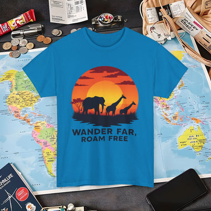 Copy of Wander Dream Big T-Shirt – Tropical Sunset with Palm Silhouettes Design Air Travel T-Shirts | Jetsetter, Airport, and International Flight Tees