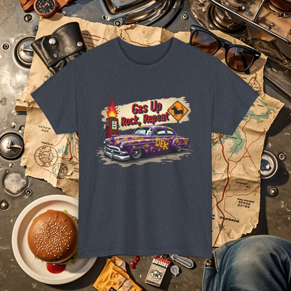 Gas Up, Rock and Repeat Road Trip & Vehicle Travel T-Shirts | Car, RV, and Motorcycle Adventure Tees