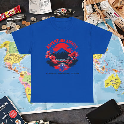 Adventure Awaits – Wander Far, Breathe Deep, See Japan T-Shirt – Scenic Mountain Escape Design Air Travel T-Shirts | Jetsetter, Airport, and International Flight Tees