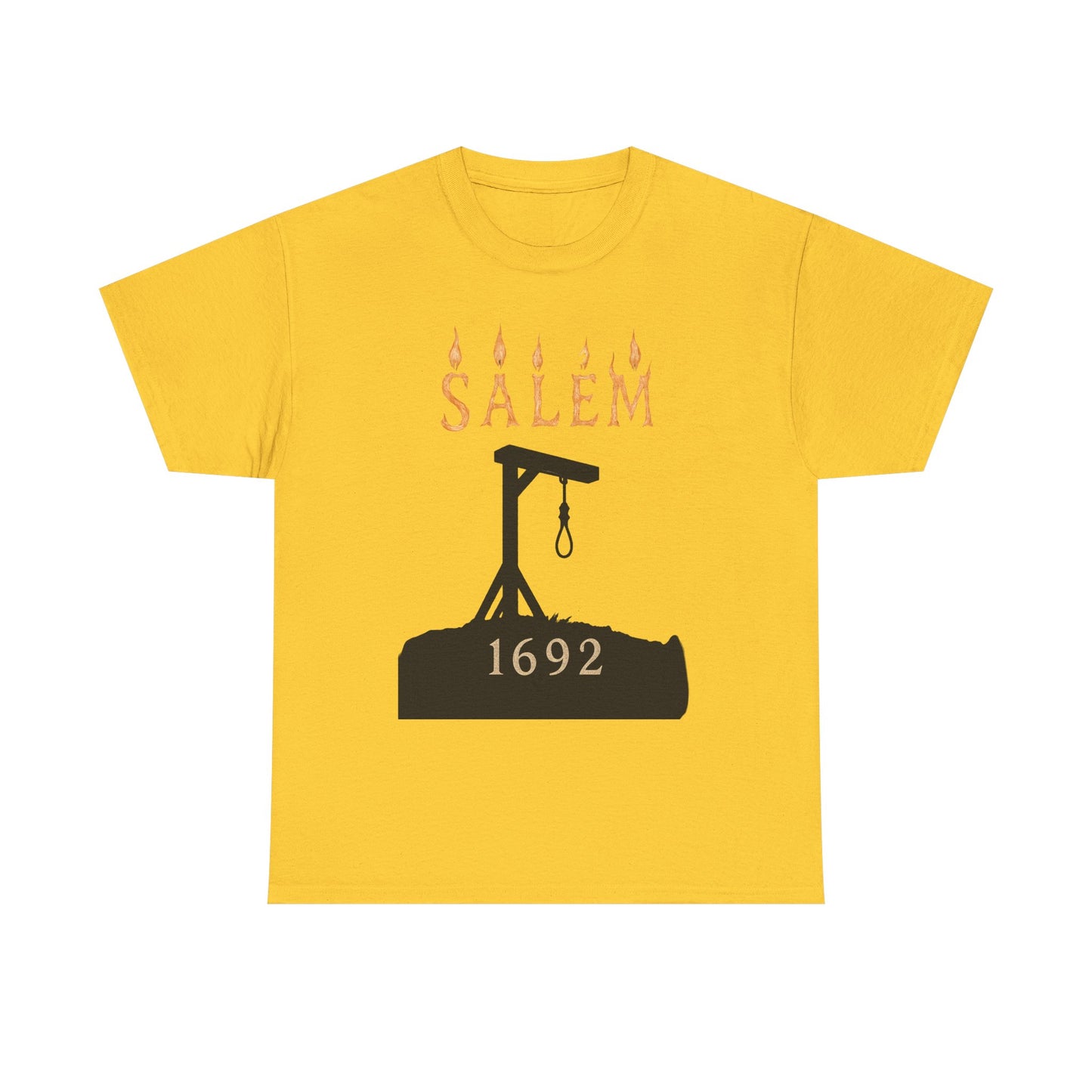 Salem 1692 Gothic Noose & Candle Flame Typography Tee – Witch Trials Dark History Shirt | Car, RV, and Motorcycle Adventure Tees