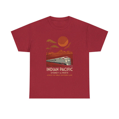 Australian Indian Pacific – Art Deco Desert Crossing Train Tee Road Trip & Vehicle Travel T-Shirts | Car, RV, and Motorcycle Adventure Tees
